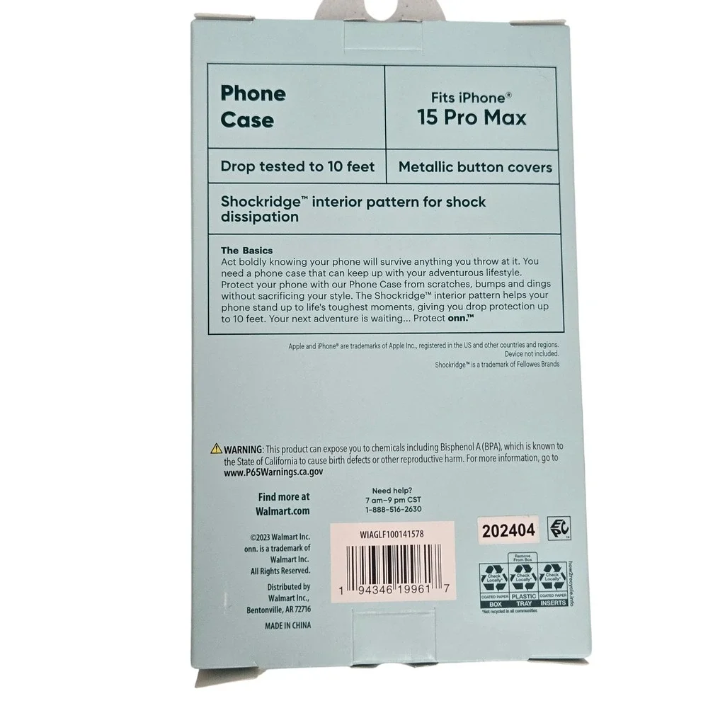 onn. Phone‎ Case for iPhone 15 Pro Max Clear Floral Drop Protection